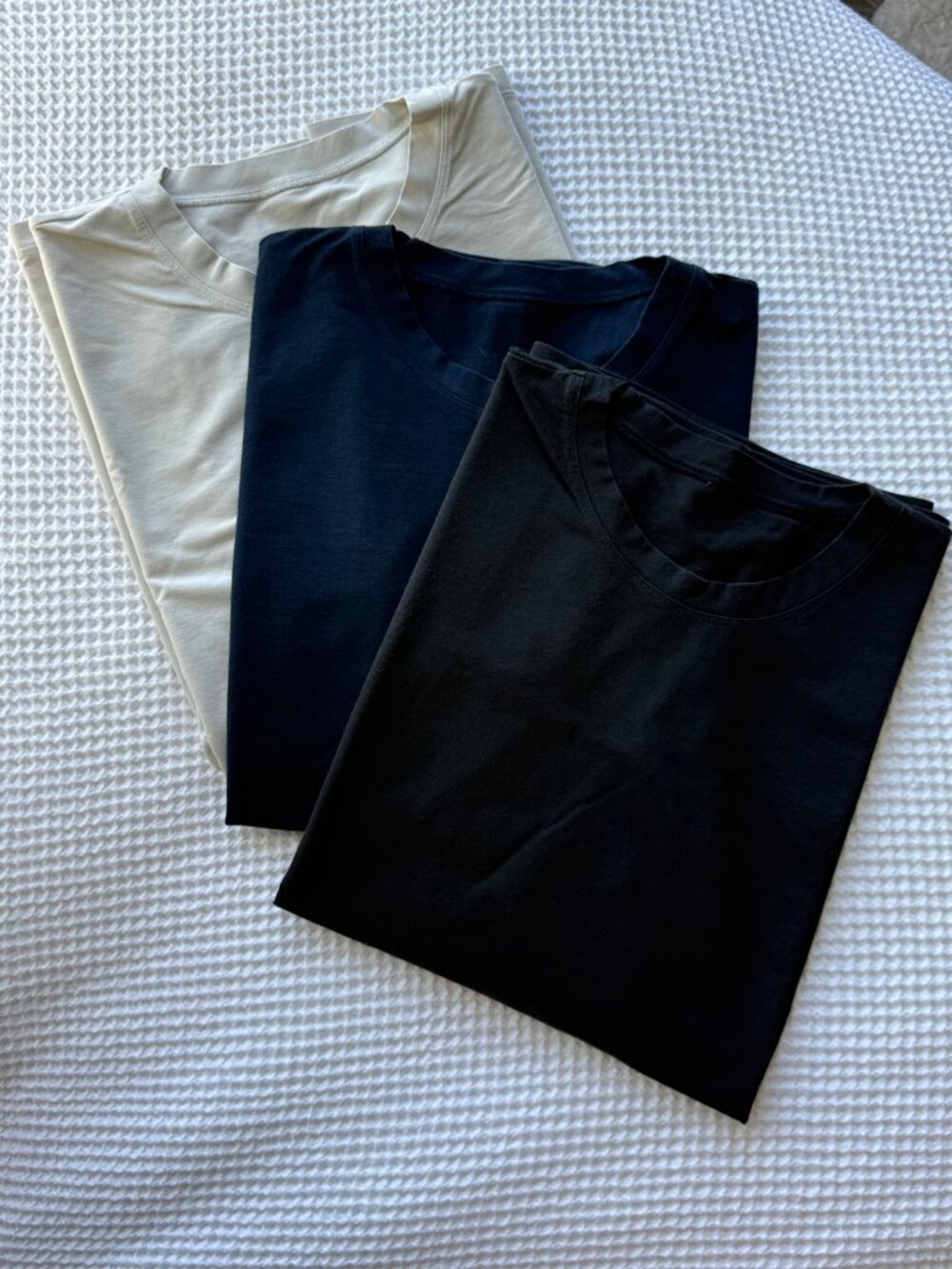 lululemon Pique Oversized-Fit T-Shirt 3-Pack (Bone, Black, Navy), Size Large